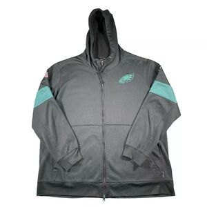 Nike Philadelphia Eagles Anthracite Sideline Performance FullZip Hoodie Mens 2XL